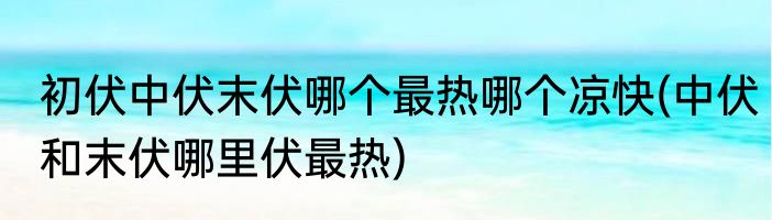 初伏中伏末伏哪个最热哪个凉快(中伏和末伏哪里伏最热)
