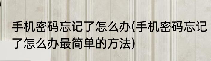 手机密码忘记了怎么办(手机密码忘记了怎么办最简单的方法)
