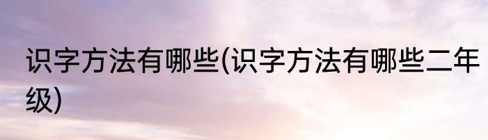 识字方法有哪些(识字方法有哪些二年级)