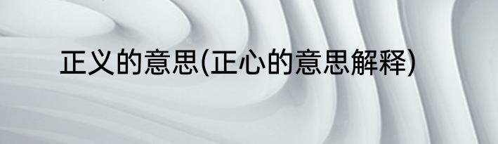 正义的意思(正心的意思解释)