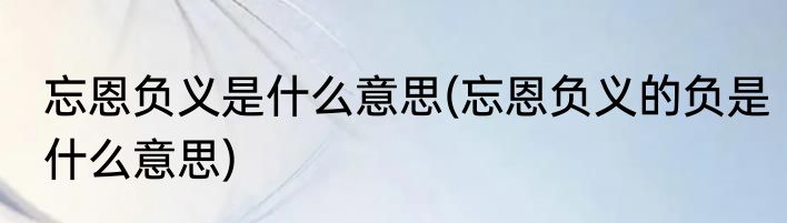 忘恩负义是什么意思(忘恩负义的负是什么意思)
