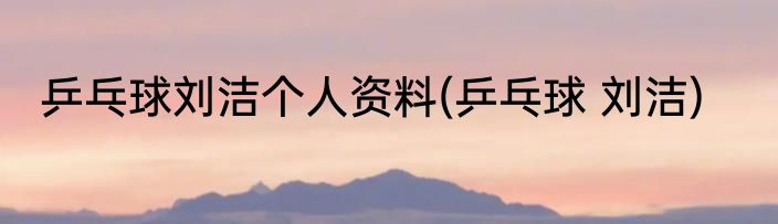 乒乓球刘洁个人资料(乒乓球 刘洁)