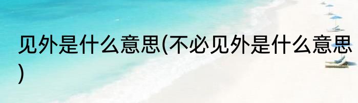 见外是什么意思(不必见外是什么意思)