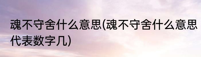 魂不守舍什么意思(魂不守舍什么意思代表数字几)