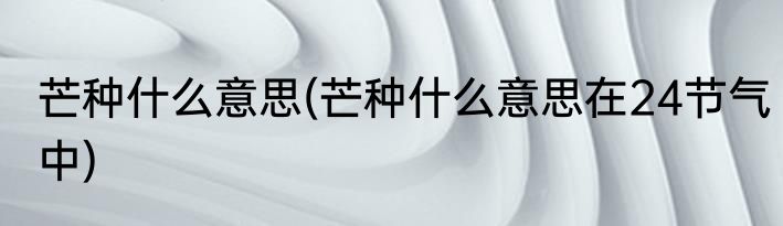 芒种什么意思(芒种什么意思在24节气中)