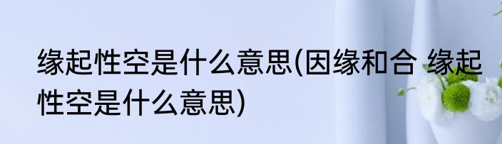 缘起性空是什么意思(因缘和合 缘起性空是什么意思)