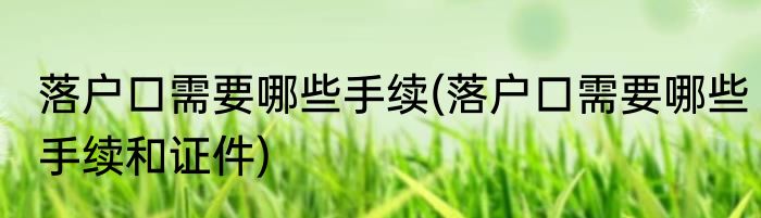 落户口需要哪些手续(落户口需要哪些手续和证件)