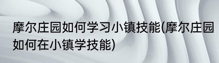 摩尔庄园如何学习小镇技能(摩尔庄园如何在小镇学技能)