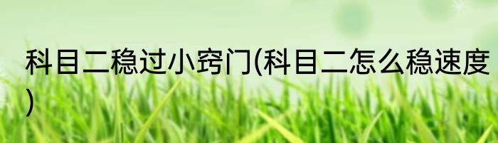 科目二稳过小窍门(科目二怎么稳速度)