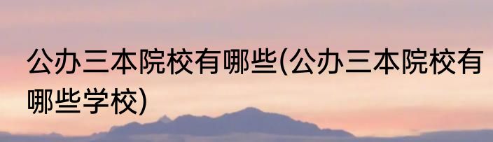 公办三本院校有哪些(公办三本院校有哪些学校)