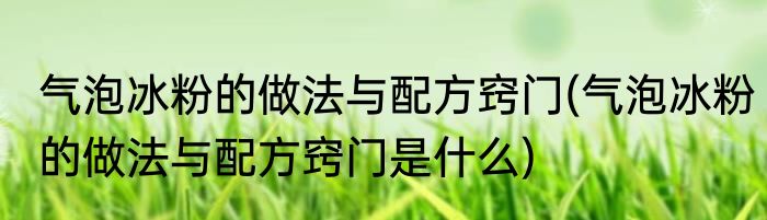 气泡冰粉的做法与配方窍门(气泡冰粉的做法与配方窍门是什么)