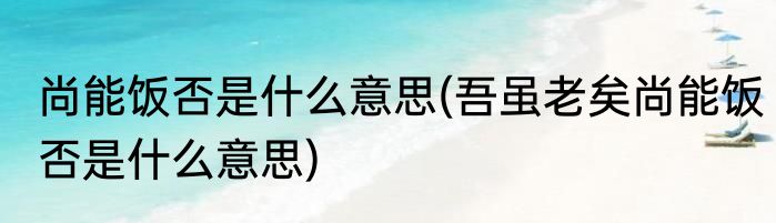 尚能饭否是什么意思(吾虽老矣尚能饭否是什么意思)