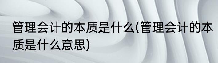管理会计的本质是什么(管理会计的本质是什么意思)