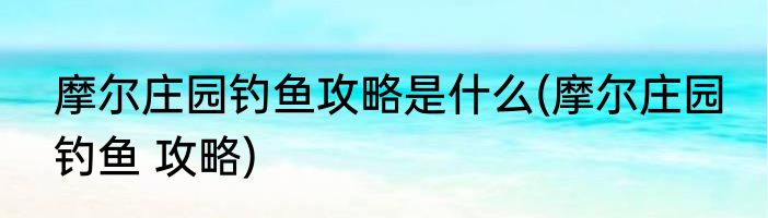 摩尔庄园钓鱼攻略是什么(摩尔庄园 钓鱼 攻略)