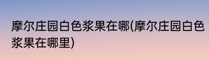 摩尔庄园白色浆果在哪(摩尔庄园白色浆果在哪里)