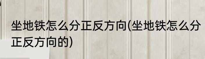 坐地铁怎么分正反方向(坐地铁怎么分正反方向的)