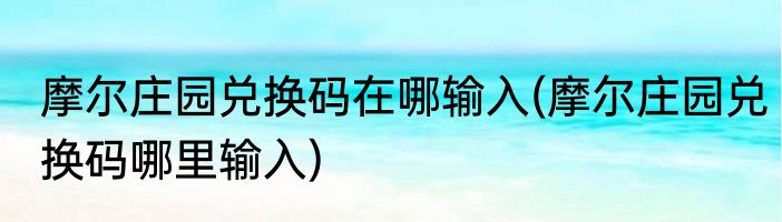 摩尔庄园兑换码在哪输入(摩尔庄园兑换码哪里输入)