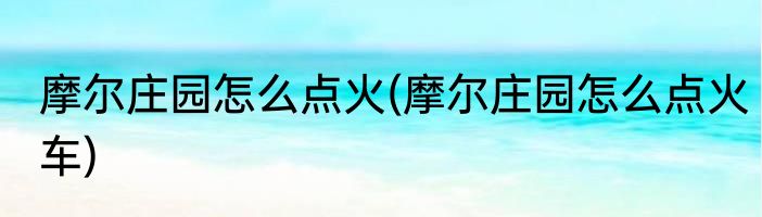 摩尔庄园怎么点火(摩尔庄园怎么点火车)