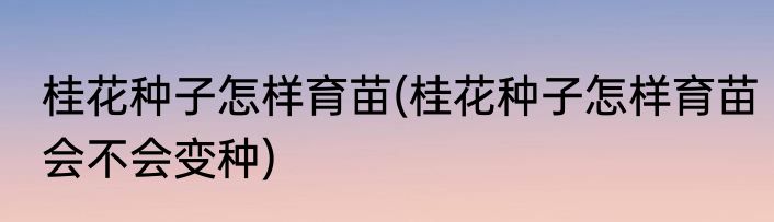 桂花种子怎样育苗(桂花种子怎样育苗会不会变种)