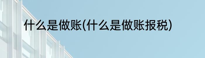 什么是做账(什么是做账报税)