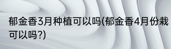 郁金香3月种植可以吗(郁金香4月份栽可以吗?)