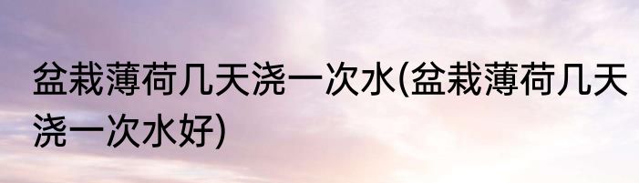 盆栽薄荷几天浇一次水(盆栽薄荷几天浇一次水好)