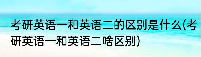 考研英语一和英语二的区别是什么(考研英语一和英语二啥区别)