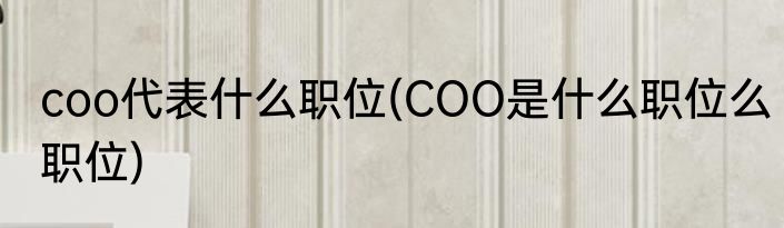 coo代表什么职位(COO是什么职位么职位)