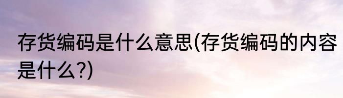 存货编码是什么意思(存货编码的内容是什么?)