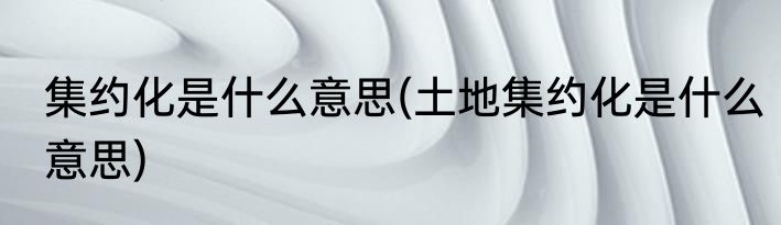 集约化是什么意思(土地集约化是什么意思)