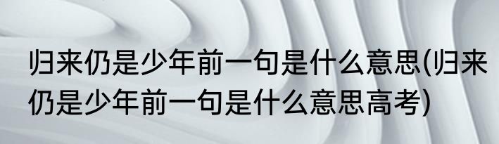 归来仍是少年前一句是什么意思(归来仍是少年前一句是什么意思高考)