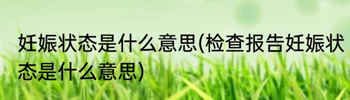 妊娠状态是什么意思(检查报告妊娠状态是什么意思)
