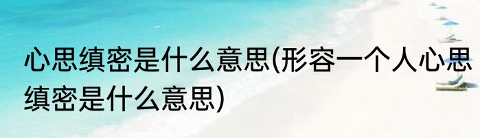 心思缜密是什么意思(形容一个人心思缜密是什么意思)