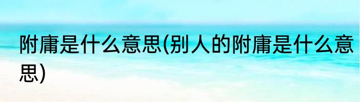 附庸是什么意思(别人的附庸是什么意思)