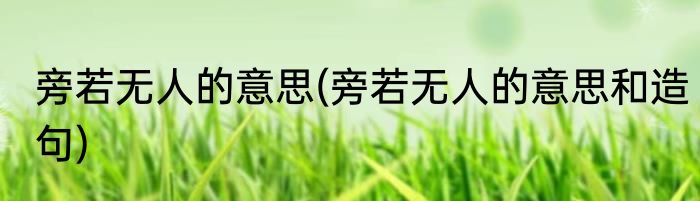 旁若无人的意思(旁若无人的意思和造句)