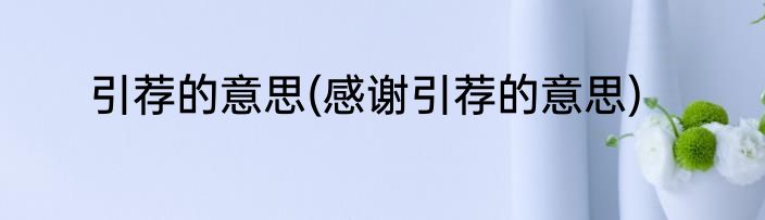 引荐的意思(感谢引荐的意思)