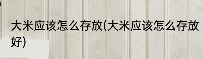 大米应该怎么存放(大米应该怎么存放好)