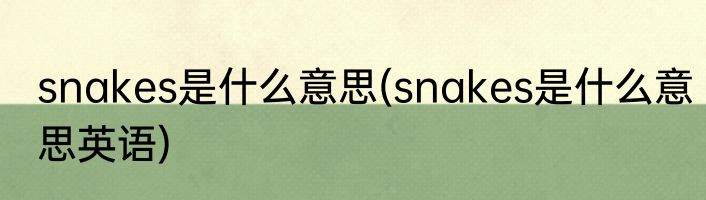 snakes是什么意思(snakes是什么意思英语)