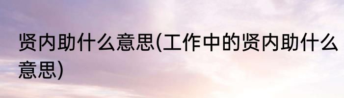 贤内助什么意思(工作中的贤内助什么意思)