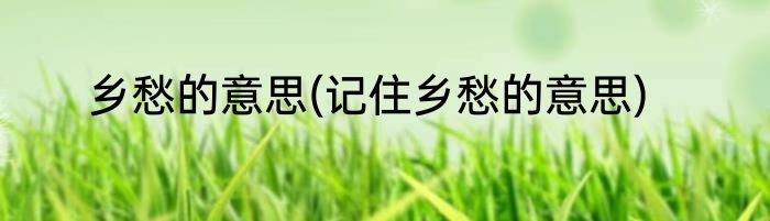 乡愁的意思(记住乡愁的意思)