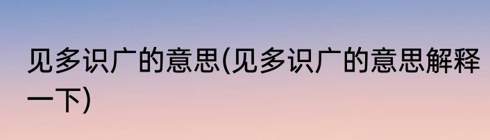 见多识广的意思(见多识广的意思解释一下)