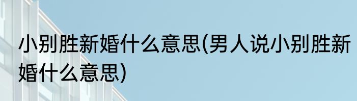 小别胜新婚什么意思(男人说小别胜新婚什么意思)