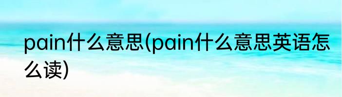 pain什么意思(pain什么意思英语怎么读)
