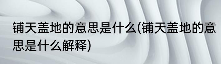 铺天盖地的意思是什么(铺天盖地的意思是什么解释)