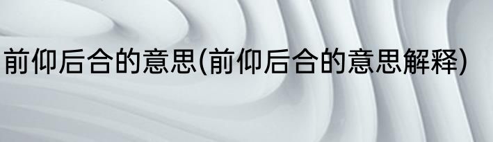 前仰后合的意思(前仰后合的意思解释)