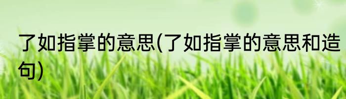 了如指掌的意思(了如指掌的意思和造句)