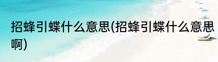 招蜂引蝶什么意思(招蜂引蝶什么意思啊)