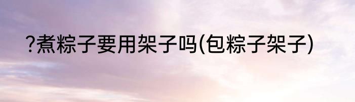 ?煮粽子要用架子吗(包粽子架子)