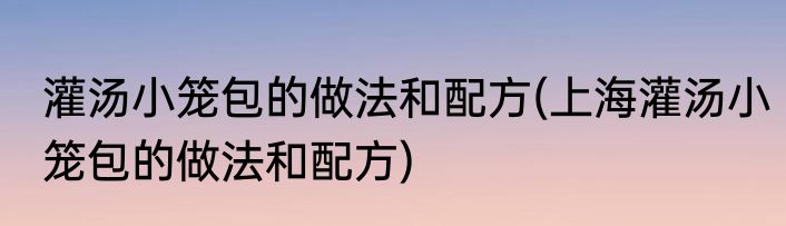 灌汤小笼包的做法和配方(上海灌汤小笼包的做法和配方)