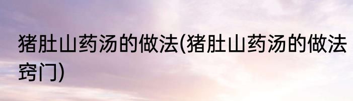 猪肚山药汤的做法(猪肚山药汤的做法窍门)